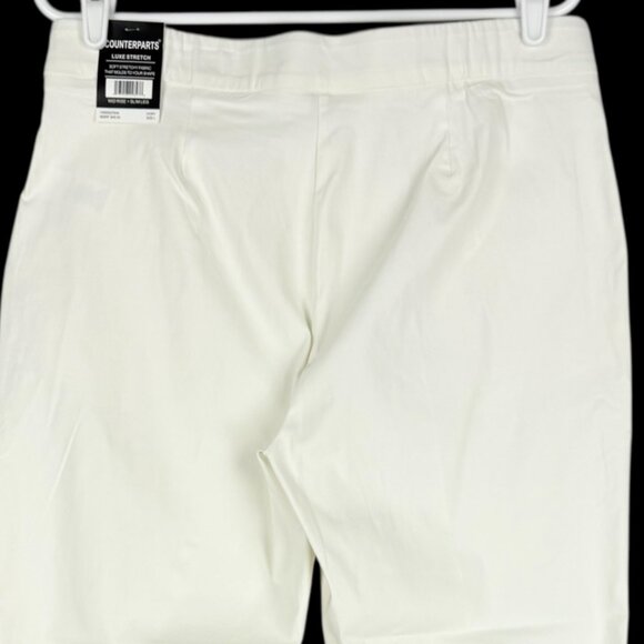 NWT Counterparts Women's Luxe Stretch Pull-on Mid Rise Slim Leg Ivory Pants Sz L - Picture 4 of 11
